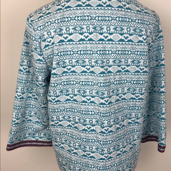 Valerie Stevens Blue White Tribal Fringe Blazer - Picture 4 of 7